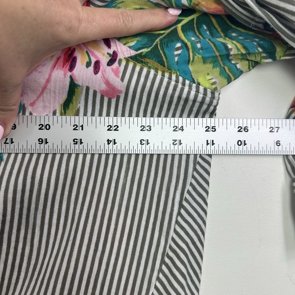 Parsley & Sage Button Up Shirt Tunic Womens 1X Stripe Floral 3/4 Sleeve Boho Art - Picture 7 of 9